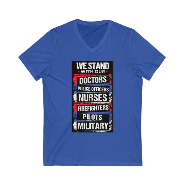 We Stand With Them Unisex Jersey Short Sleeve V-Neck Tee