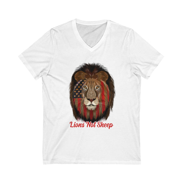 Lions Not Sheep Unisex Jersey Short Sleeve V-Neck Tee