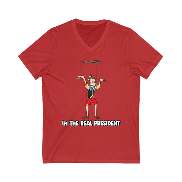 Puppet President Unisex Jersey Short Sleeve V-Neck Tee