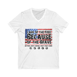 Land of the Free Unisex Jersey Short Sleeve V-Neck Tee