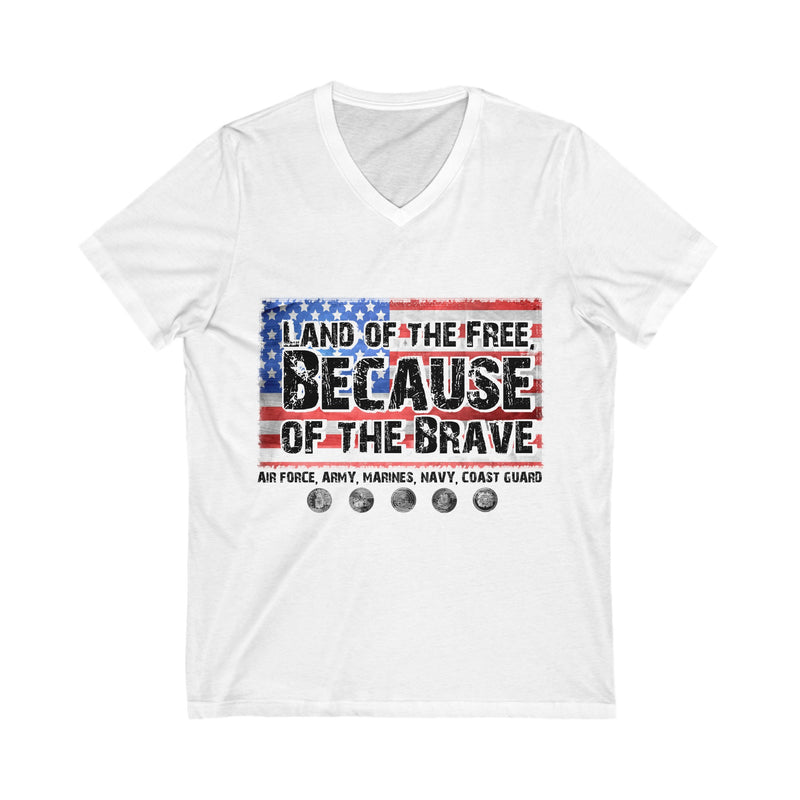 Land of the Free Unisex Jersey Short Sleeve V-Neck Tee