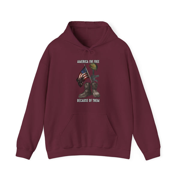 America the Free, Because of Them Unisex Heavy Blend™ Hooded Sweatshirt