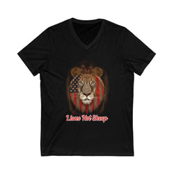 Lions Not Sheep Unisex Jersey Short Sleeve V-Neck Tee