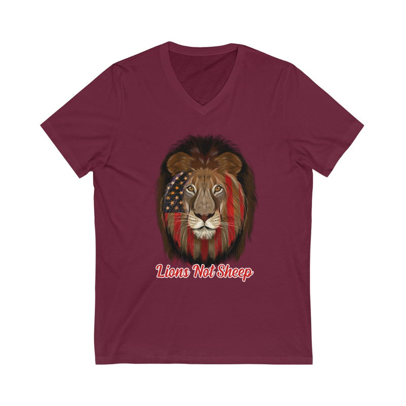 Lions Not Sheep Unisex Jersey Short Sleeve V-Neck Tee