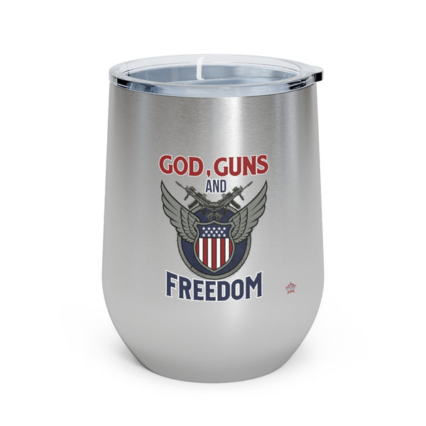 God, Guns and Freedom 12oz Insulated Wine Tumbler