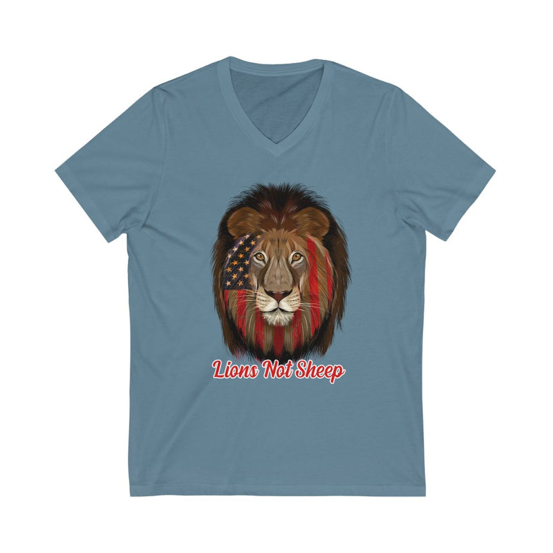 Lions Not Sheep Unisex Jersey Short Sleeve V-Neck Tee